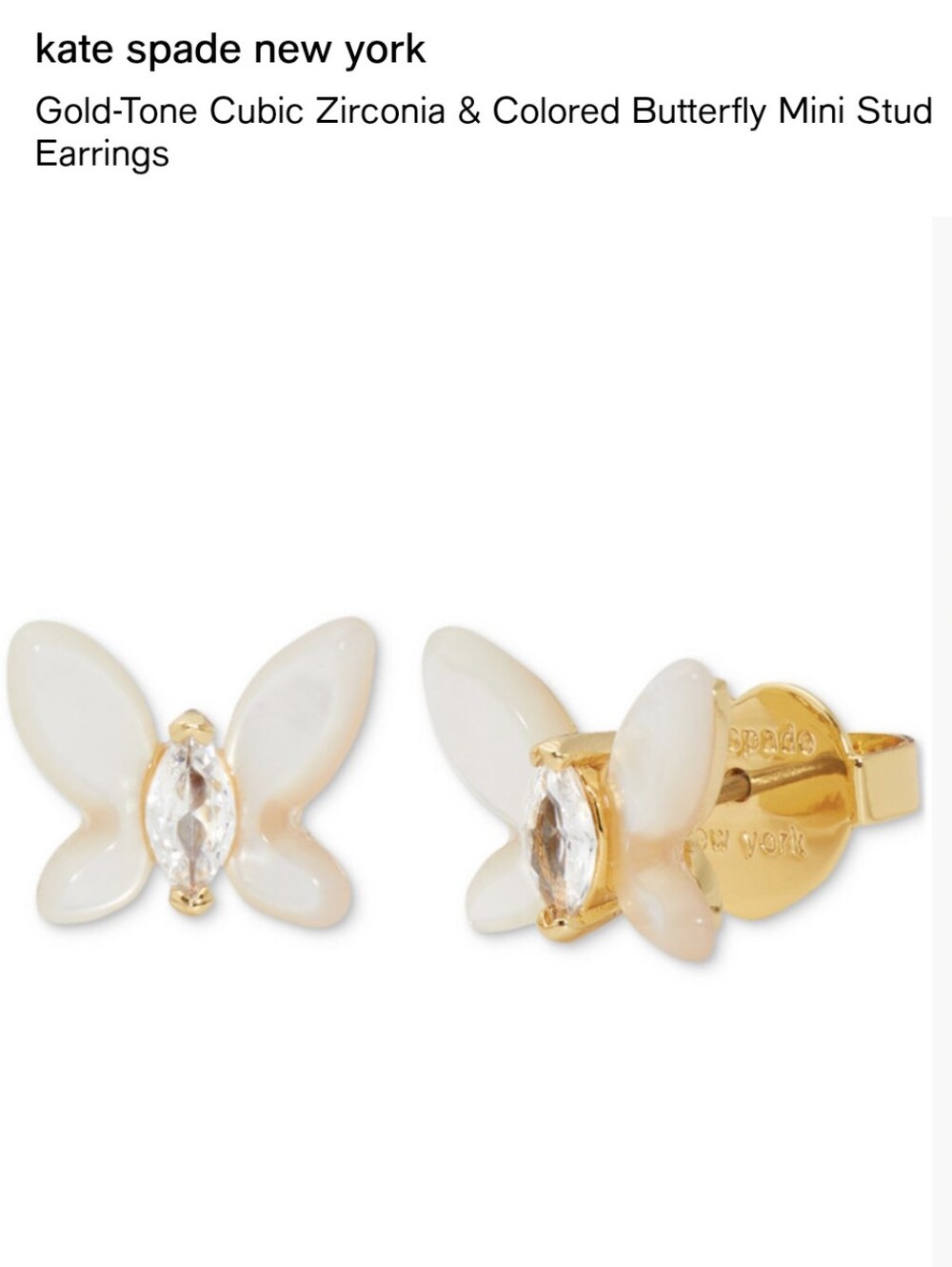 kate spade Gold-Tone White Butterfly Mini Stud Earrings